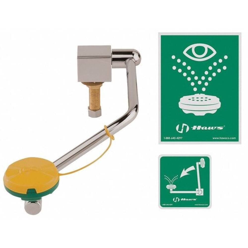 Haws Plumbed Eyewash, Counter Mount, Plumbed, 6 in H., 11 1/2 in W 7611