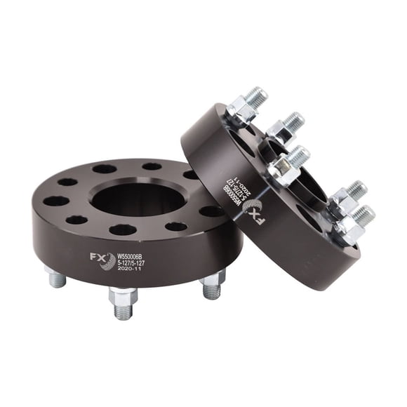 FX Wheels Wheel Spacer W550006B FX Wheel Spacer; 5 x 127 Millimeter/5 x 5.00 Inch Bolt Pattern; 1-1/2 Inch Thickness; Wheel Stud Mount; 71.50 Millimeter Hub Size; Black; Aluminum 6061-T6; Set Of 2