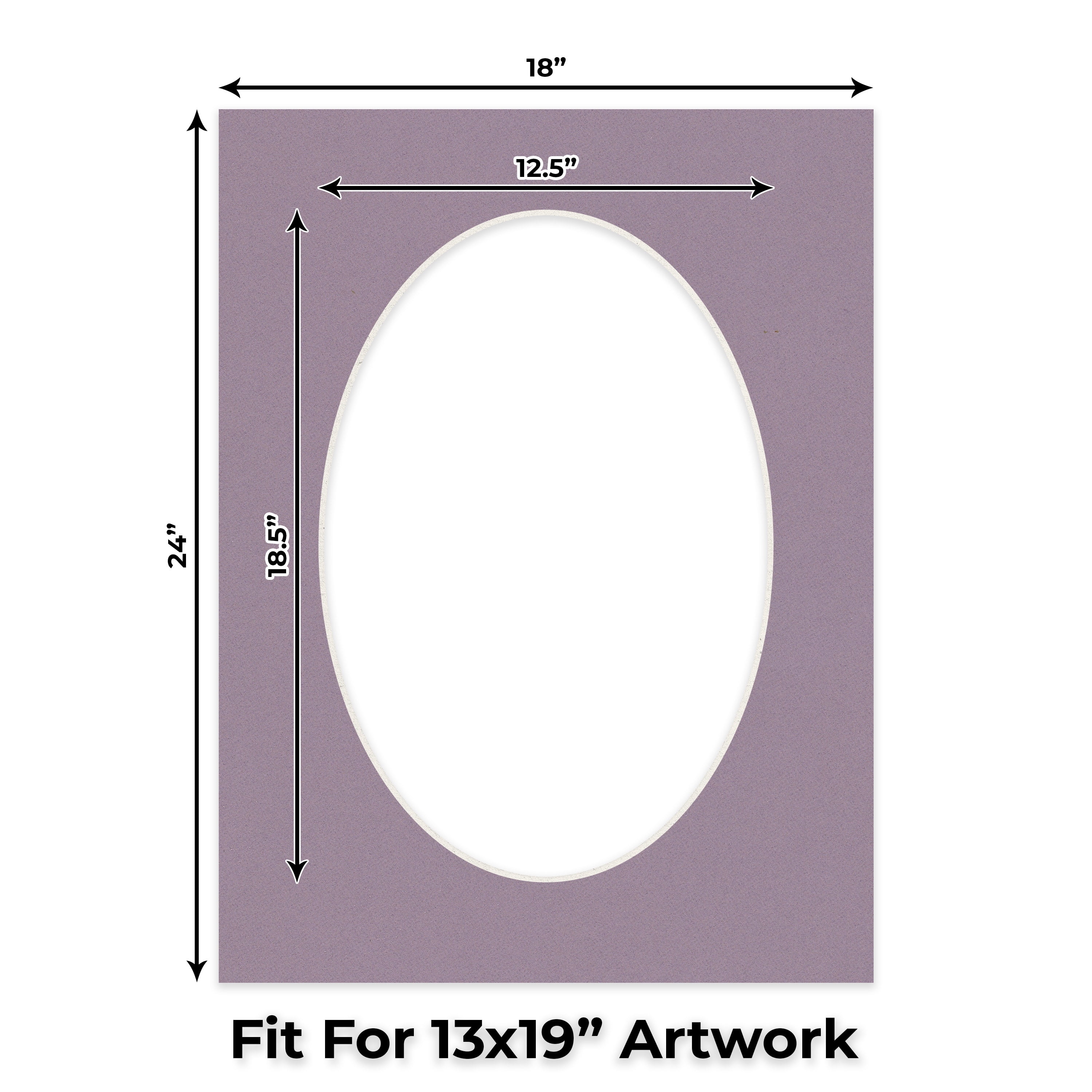 Grape Purple Picture Frame Mat for 18x24 Frames - Oval Opening for 13x19 Photos - 50 Mats