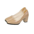 thumbnail image 3 of Ritualay Black Closed Toe Heels Women Comfort Dress Pump Shoes Wide Width Chunky Block Heel Party Dress Shoes Apricot 7.5, 3 of 9
