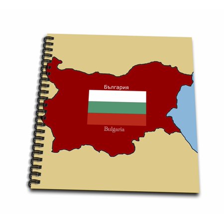 3dRose The map and flag of Bulgaria with Bulgaria printed in English and Bulgarian. - Drawing Book, 8 by 8-inch