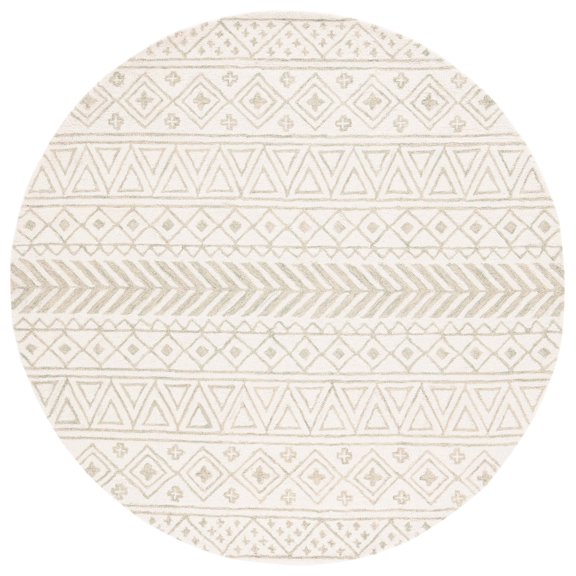 SAFAVIEH Metro Beaumont Southwestern Area Rug, Ivory/Light Green, 6' x 6' Round