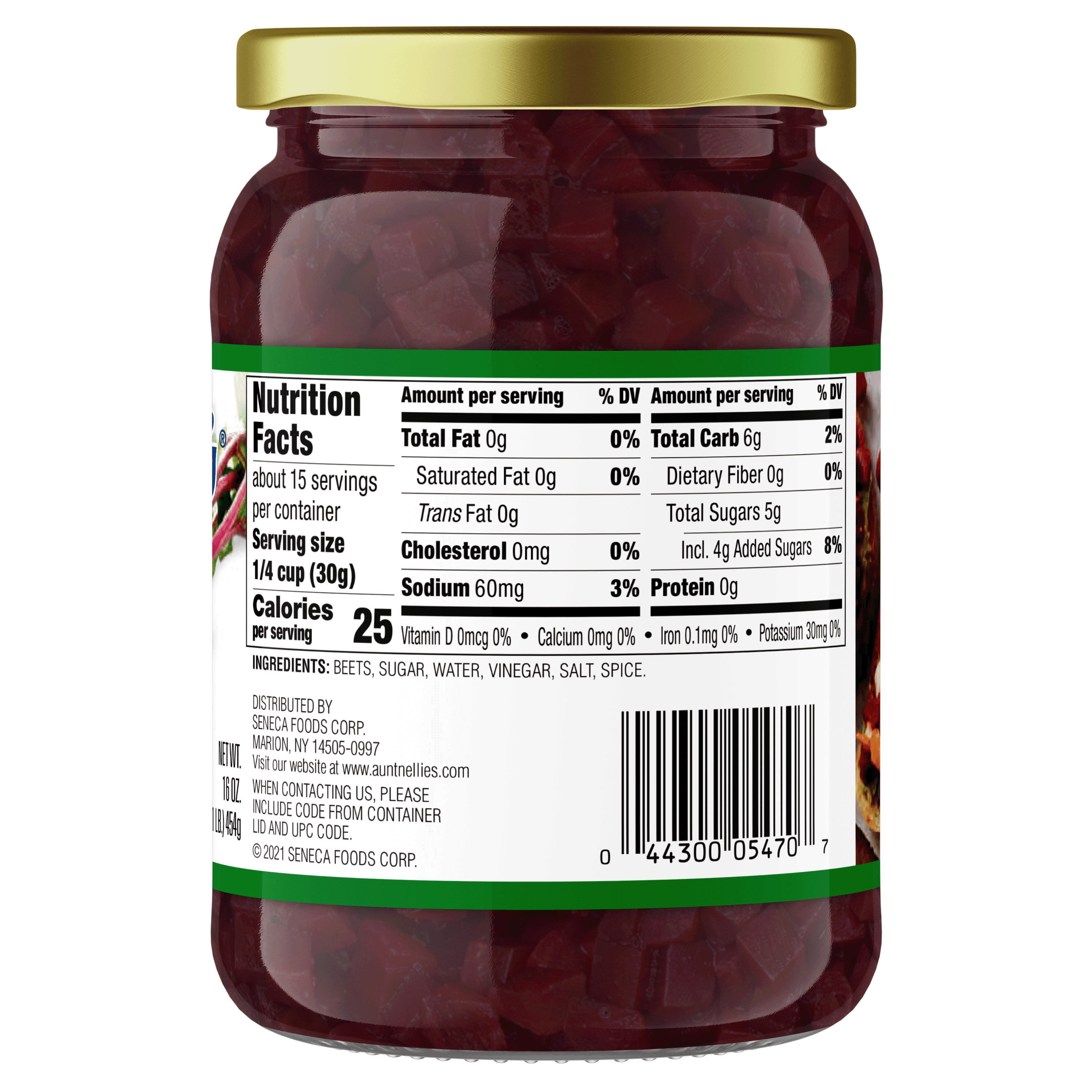 (4 pack) Aunt Nellie's Diced Pickled Beets, 16 oz