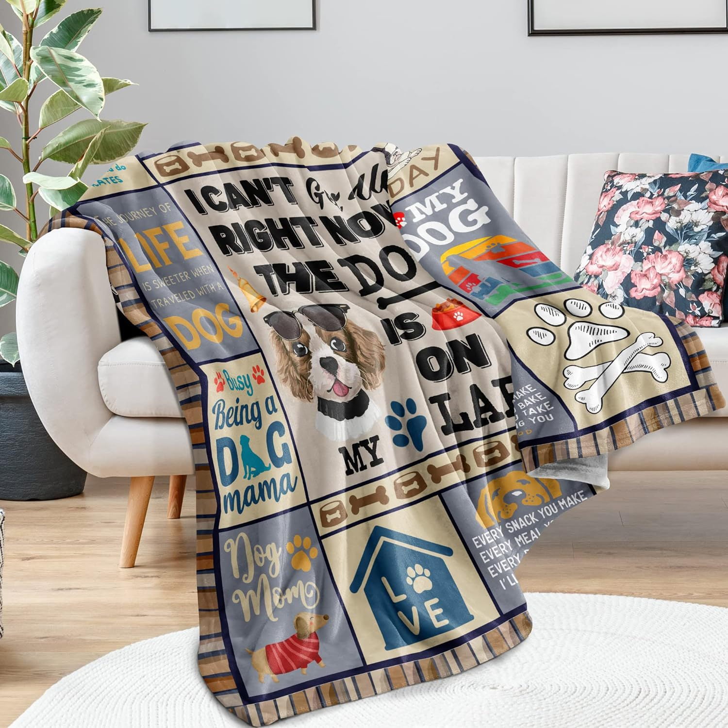 Gifts for Dog Moms, Dog Lover Blanket for Women, Personalized Pet Gift for Her