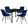 thumbnail image 1 of Comedor con Mesa en Vidrio Negro Moderna + 4 Sillas Velvet azul, 1 of 8