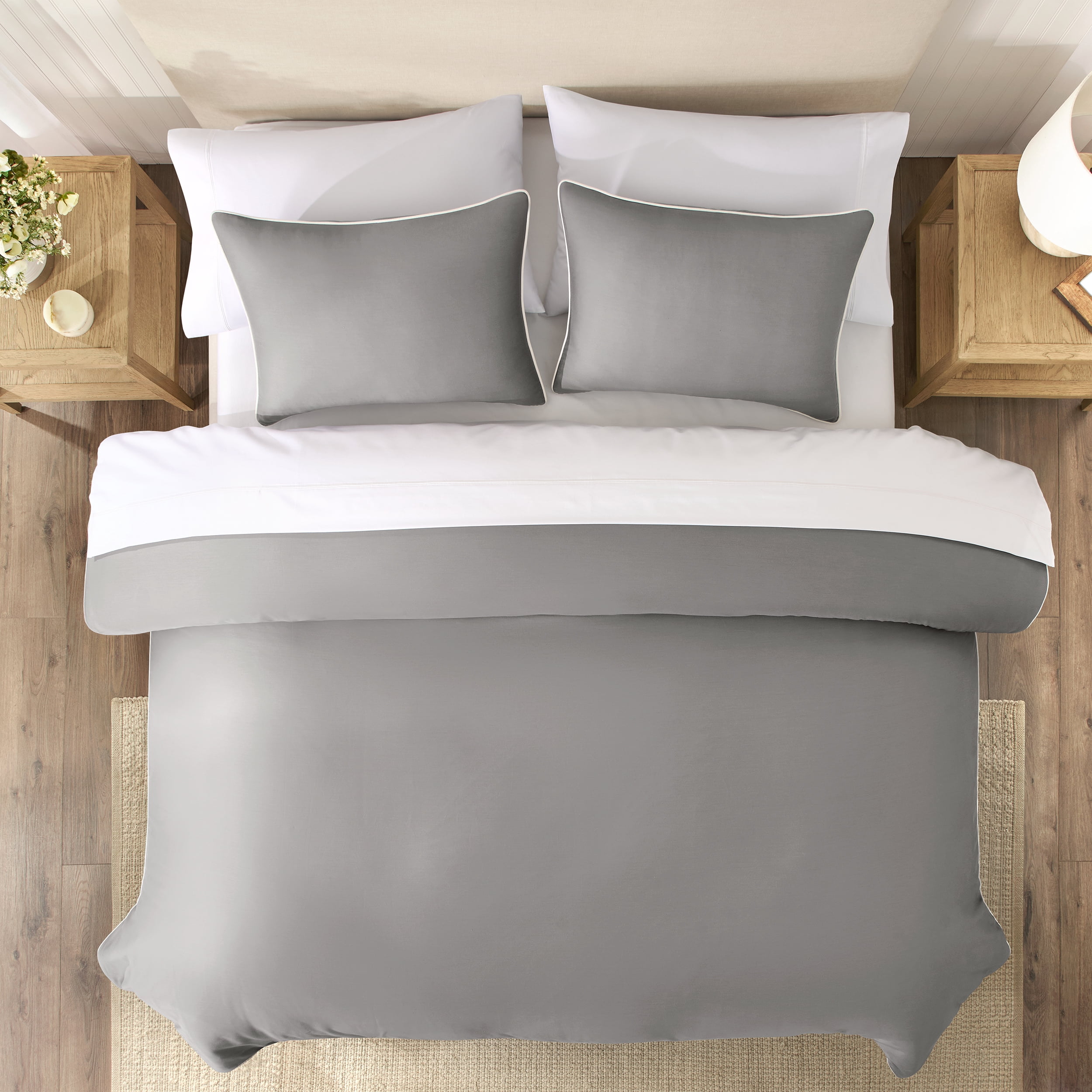 Wamsutta 1846 Cotton Tencel 3-Piece Gray Flannel Solid Comforter Set, King