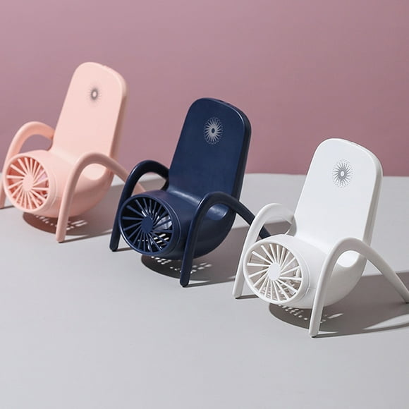 Mini Fan USB Charging Desktop Chair Fans with LED Lights 3 Modes Portable Cooling Tools Accessories Gifts for Office Classroom White
