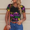 thumbnail image 6 of KLL Women 's Crew Neck Bodysuit Jumpsuits Mardi Gras with Flamingo Print Short onesies Stretch T Shirts, 6 of 7