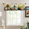 thumbnail image 2 of Kitchen Valances for Window, Home Sweet Home Words on Linen Light Filtering Rod Pocket Valance Curtain, Bird Cages Kettles Short Curtains Window Topper for Bedroom Bathroom Living Room 54x18in, 2 of 9