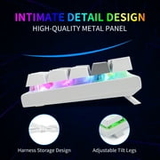 60% Wired Mechanical Gaming Keyboard, E-YOOSO RGB Backlit Ultra-Compact 61 Keys Hot Swappable Mini Waterproof Wired Office Keyboard with Red Switches for Windows, Mac OS Gamers (Grey White)