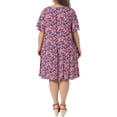thumbnail image 3 of Agnes Orinda Women's Plus Size Sundress Floral V Neck Short Sleeve Beach Vacation Summer Midi Dress with Pockets 2X Pink Blue, 3 of 6