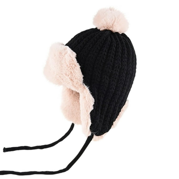 Wensltd Unisex Fall Winter Plush Hat Solid Color Outdoor Cycling Warm Beanie Cap for Men Women Cold Weather