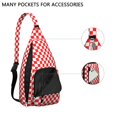 thumbnail image 3 of Striped & Checkered Fusion Sling Backpack - Unique Pattern Crossbody Bag, Stylish Pack for Urban Explorers, 3 of 4