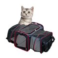 thumbnail image 4 of Bolsa de transporte para mascotas de gran capacidad Paquete de transporte plegable expandible Tela Oxford Rojo negro jinwen portador de cachorros, 4 of 7