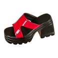 thumbnail image 2 of IUJSOY Chunky Heels for Women Platform Sandals Square Open Toe Wedges Slip on Summer Slippers, 2 of 9