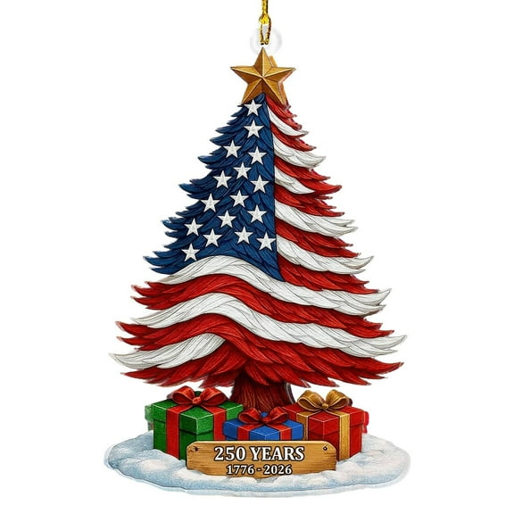United States 250th Anniversary Ornament, 250th Anniversary USA Christmas Tree Ornament, 250 Patriotic American Flag Christmas Ornaments, Gift for US Citizens, Hanging Decor for Patriotic Collectors
