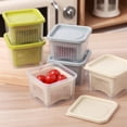 thumbnail image 1 of Juego de cajas de almacenamiento de jengibre y ajo | Refrigerador Guardián de alimentos con tapa y desagüe | Organizador de verduras de doble capa | Paquete de 2 | 7x7x20cm Plástico | Contenedor de, 1 of 7