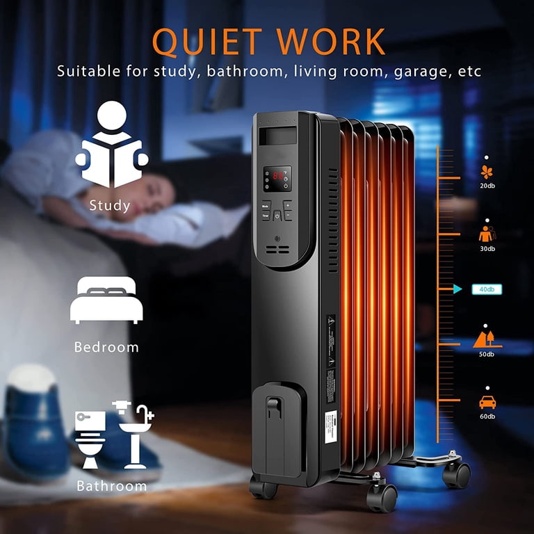 1500W Oil Filled Radiator Heater with Remote Control, Electric Portable  Heater - Walmart.com
