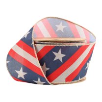 LaRibbons 2 1/2" Wired Ribbon | Stars/Stripes Bias Cut | 10 Yard Roll