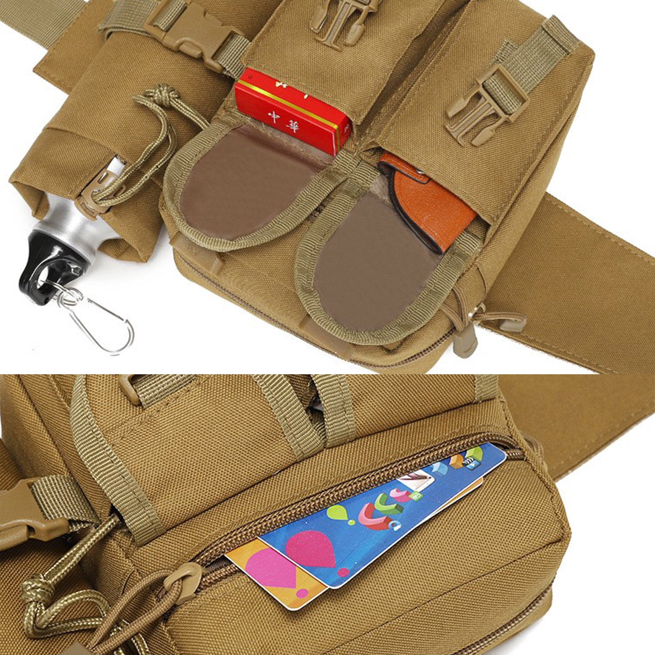 New Fishing Waist Bag, Multifunctional Running Waist Pack with Water Bottle Holder and Phone Pocket, Molle Multifunctional Storage Bag Suitable for Hiking