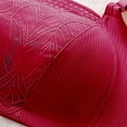 thumbnail image 4 of Bigersell Sports Bras for Women Plus Size Full-Coverage Wireless Bra Mesh V-Neck Lace Bra Back Hook and Eye Closure Padded Bralettes No Underwire Red 3XL, 4 of 5