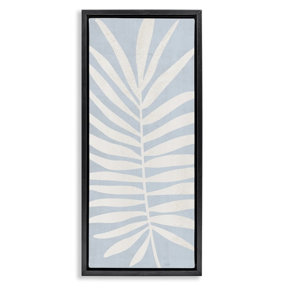Stupell Industries Modern Leaf Silhouette on Sky Blue Black Floating Frame Canvas Art, 11 x 25, by Natalie Carpentieri