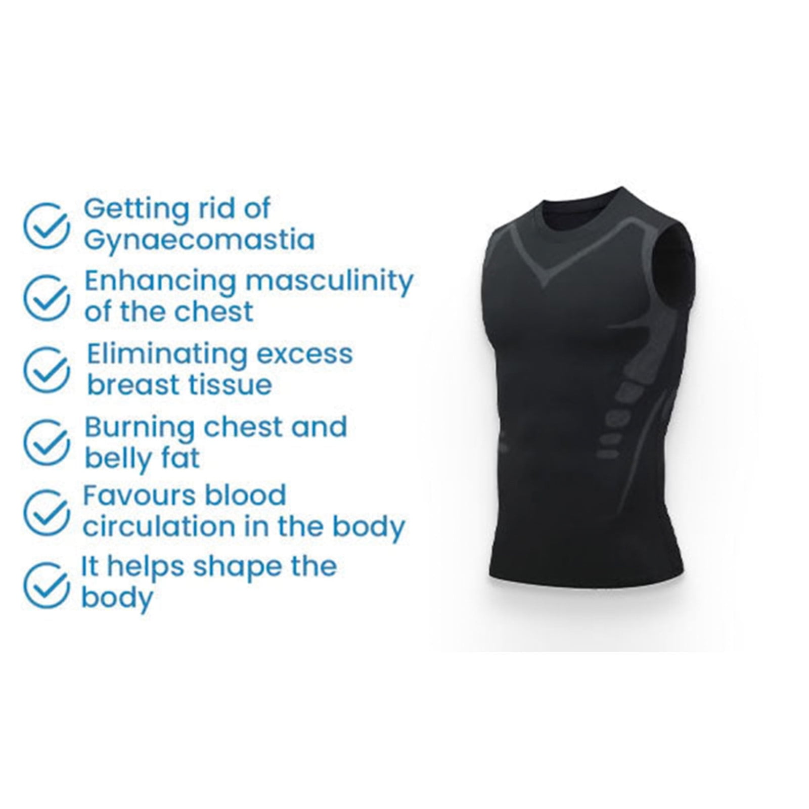 Kehuo 2023 New Ionic Shaping Vest Compression Tank Top Men Compression Vest  Slimming Shirts for Men