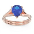 thumbnail image 2 of Diamond-Capitals 2.00 Carat Pear Cut Blue Sapphire Gemstone Fine Designer Engagement Ring for Fiancee 18K Rose Gold Size 9.5, 2 of 8