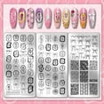 thumbnail image 3 of Juego de 3 placas para estampar uñas con lazos, flores y motivos de rosas, margaritas y plantas. Incluye marcos geométricos y plantillas para manicura., 3 of 7