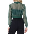 thumbnail image 3 of Chaqueta Bomber Crop INSPIRE CHIC para mujer, chaquetas ligeras de manga larga de malla transparente L Verde, 3 of 6