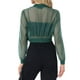 thumbnail image 3 of Chaqueta Bomber Crop INSPIRE CHIC para mujer, chaquetas ligeras de manga larga de malla transparente L Verde, 3 of 6