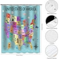 thumbnail image 2 of United States Map Shower Curtain, USA Shower Curtain Cartoon Animal US Map Kids Educational Shower Curtain Set Waterproof Bath Tub Curtain Bathroom Decor with 12 Hooks, 72x72 inches, 2 of 6
