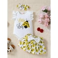 thumbnail image 2 of 3pcs Baby Girls "Little Lady" Ladybug Print Cute Ruffled Sleeves Onesie & Skirt & Headband, Baby Summer Clothes Sets, 2 of 5