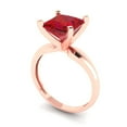 thumbnail image 2 of 2.5 ctw Solitaire Anniversary Ring for Women | Princess Cut Simulated Ruby | Hyperallergenic Solid 18K Rose Gold, 2 of 5