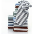 thumbnail image 4 of 3PCS Striped Coral Terry Bath Towels, Premium Microfiber 100% Cotton Striped Towels, Bath & Shower Towels, Face Towels(Blue), 4 of 5