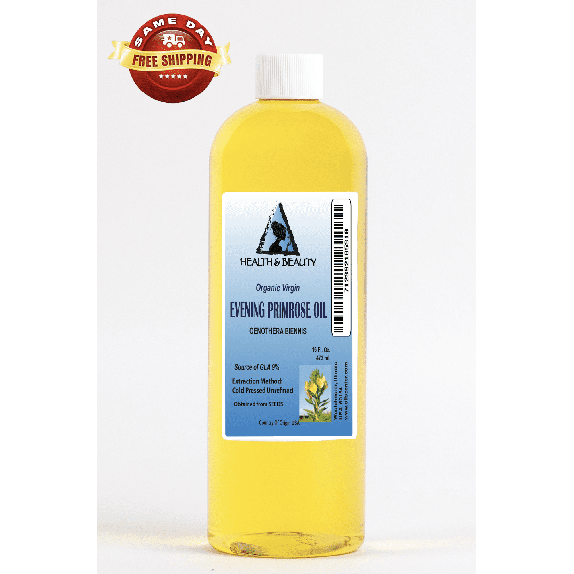 Evening primrose oil unrefined organic carrier cold pressed pure 16 oz