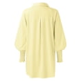thumbnail image 3 of Alun Womens Smocked Striped Boyfriend Shirts Casual Collar Long Sleeve Oversized Button down Blouse Tops with Pocket Trendy Relaxed Fit Comfortable Spring Summer Outfit Yellow XL, 3 of 4