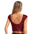 thumbnail image 2 of LiiYii Hauts à Sequins pour Femmes Col Rond Court Dos Nu Paillettes Club Fête Débardeur Sans Manches Blouses Rouge S, 2 of 5