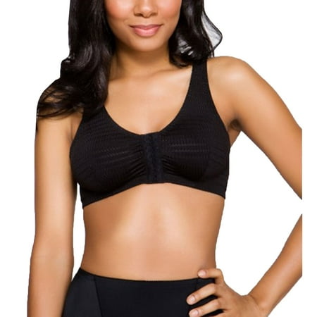 

QT Front Closure Jacquard Support Sleep Bra w/ Adjustable Straps #225V