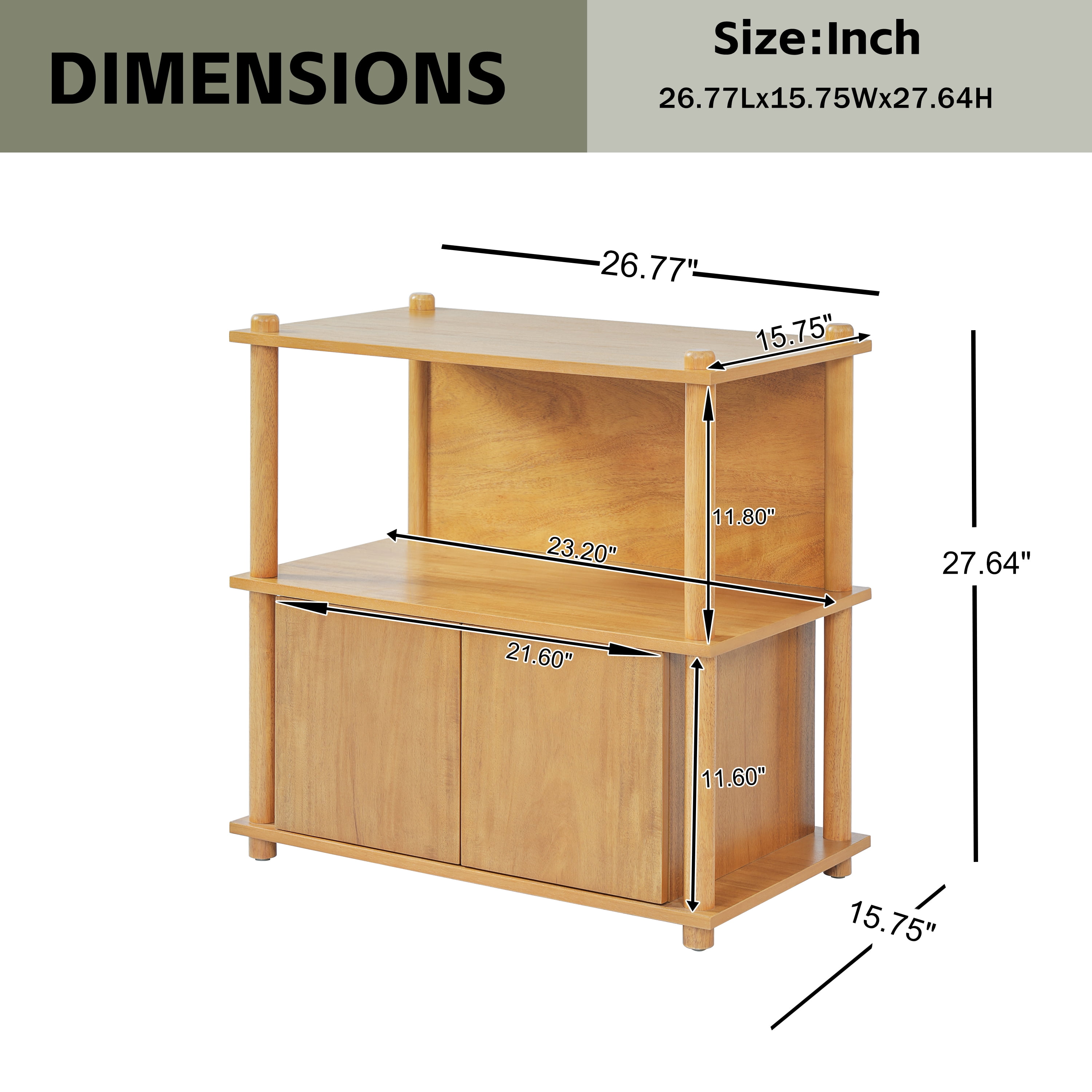 Wood Nightstand,End Table Side Table with Open Shelf & Storage Cabinet,Farmhouse Accent Table Bedside Table for Small Spaces,Living Room,Bedroom