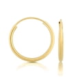 thumbnail image 5 of 14k Yellow Gold Women's Endless Tube Hoop Earrings 1mm Thick x 12mm Diameter, 5 of 8