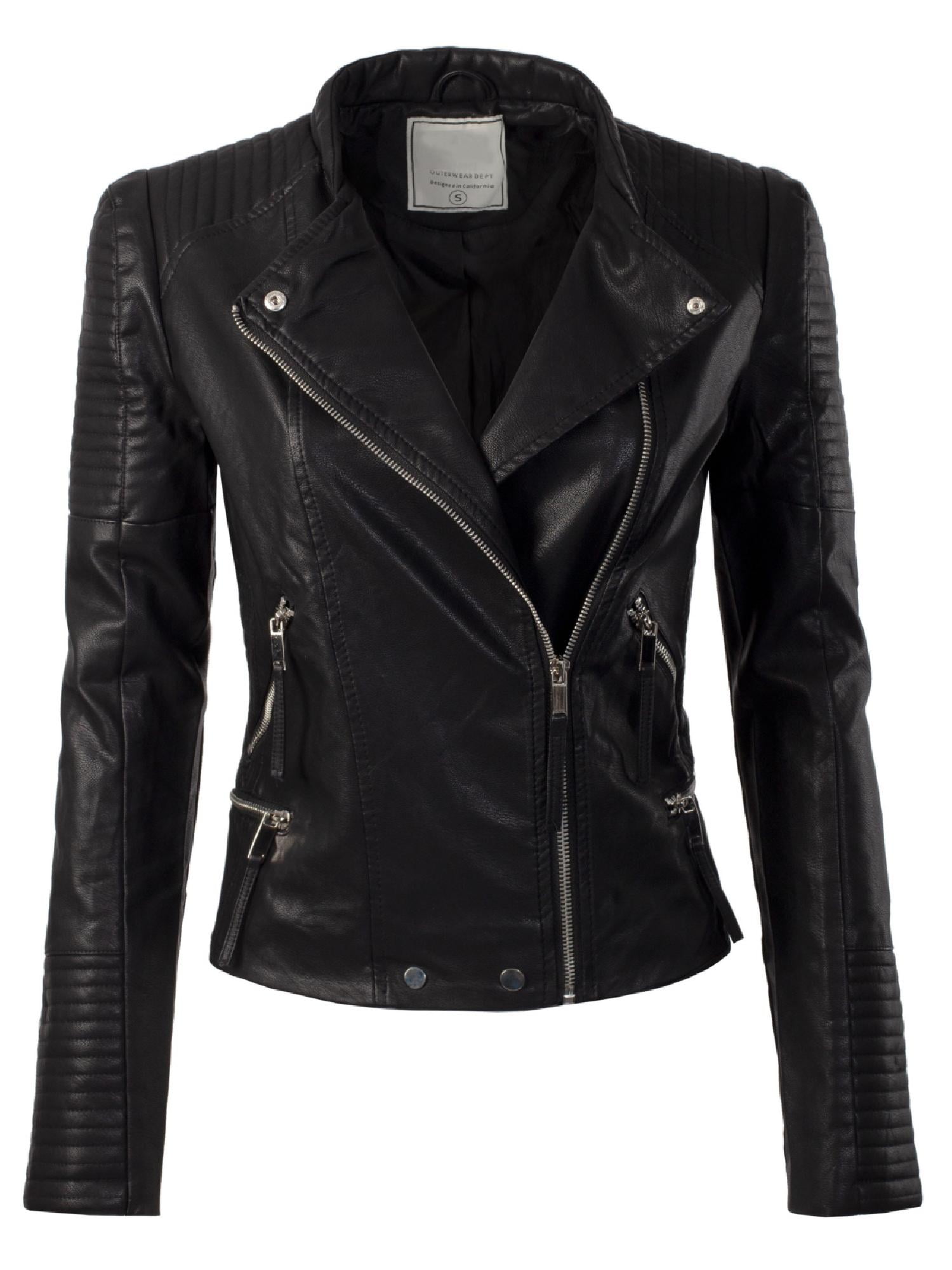 quilted faux leather jacket womens