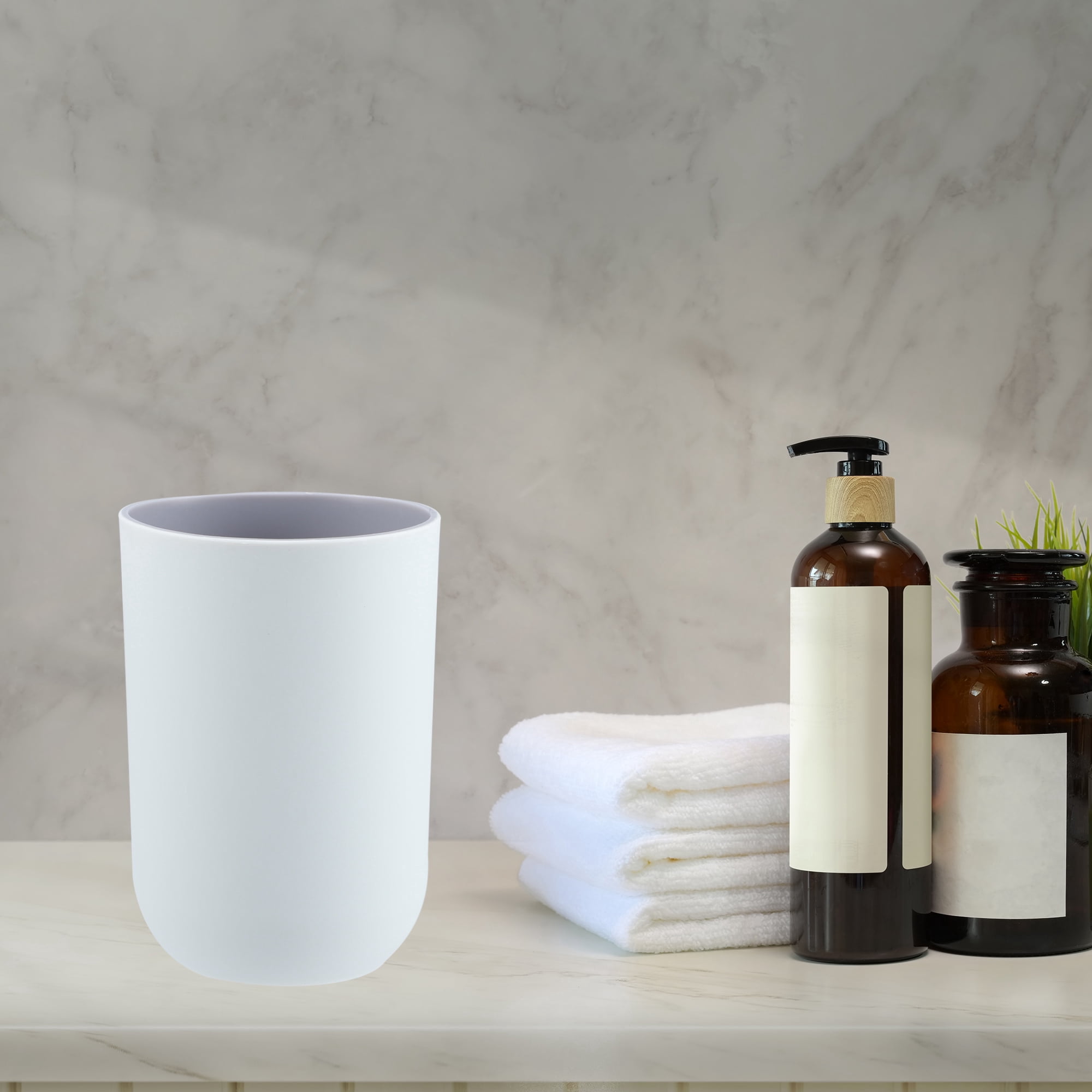 Unique Bargains 2Pcs Bathroom Cups Tumblers Toothbrush Cup 4.33''x2.76'' 350ml Gray