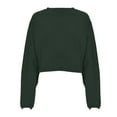 thumbnail image 3 of Womens Long Ballon Sleeve Sweatshirts Tops Crew Neck Loose Fit Shirts (Dark Green M), 3 of 4
