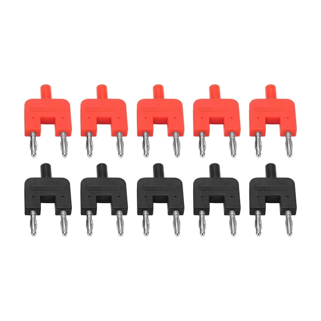 10Pcs Banane Double Fiche Bonne Conductivité Électrique Laiton Nickelé Traitement Double Rangée Fiche Banane pour Automobiles