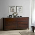 thumbnail image 4 of Farmhouse Solid Pine Wood 6 Drawer Dresser in Cherry Finish, 4 of 5