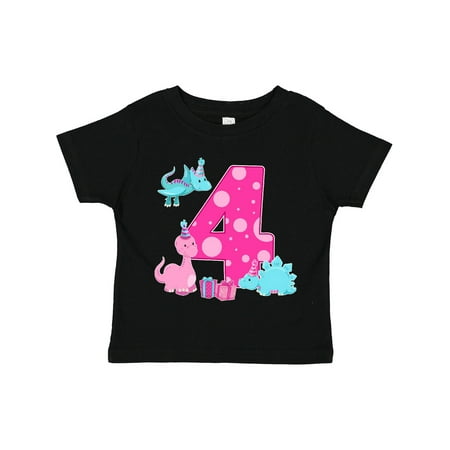 

Inktastic Dinosaur Party-Fourth Birthday Gift Toddler Toddler Girl T-Shirt