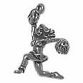 thumbnail image 1 of Sterling Silver 18" 1mm 3D Football Cheerleader Holding Pom Poms Kneeling Pendant Necklace, 1 of 2