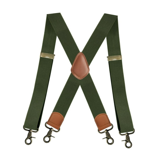 Tirantes elásticos de 3,5 cm de ancho para hombre, ajustables, para pantalones. Verde