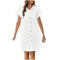 thumbnail image 6 of OSOLU Solid Color Women Long Button Up Linen Shirt Dress With Short Sleeves Summer Beach Cover Up Lightweight Breathable Stylish Sundress Dresses For Women 2025 Elegant Classy, 6 of 9